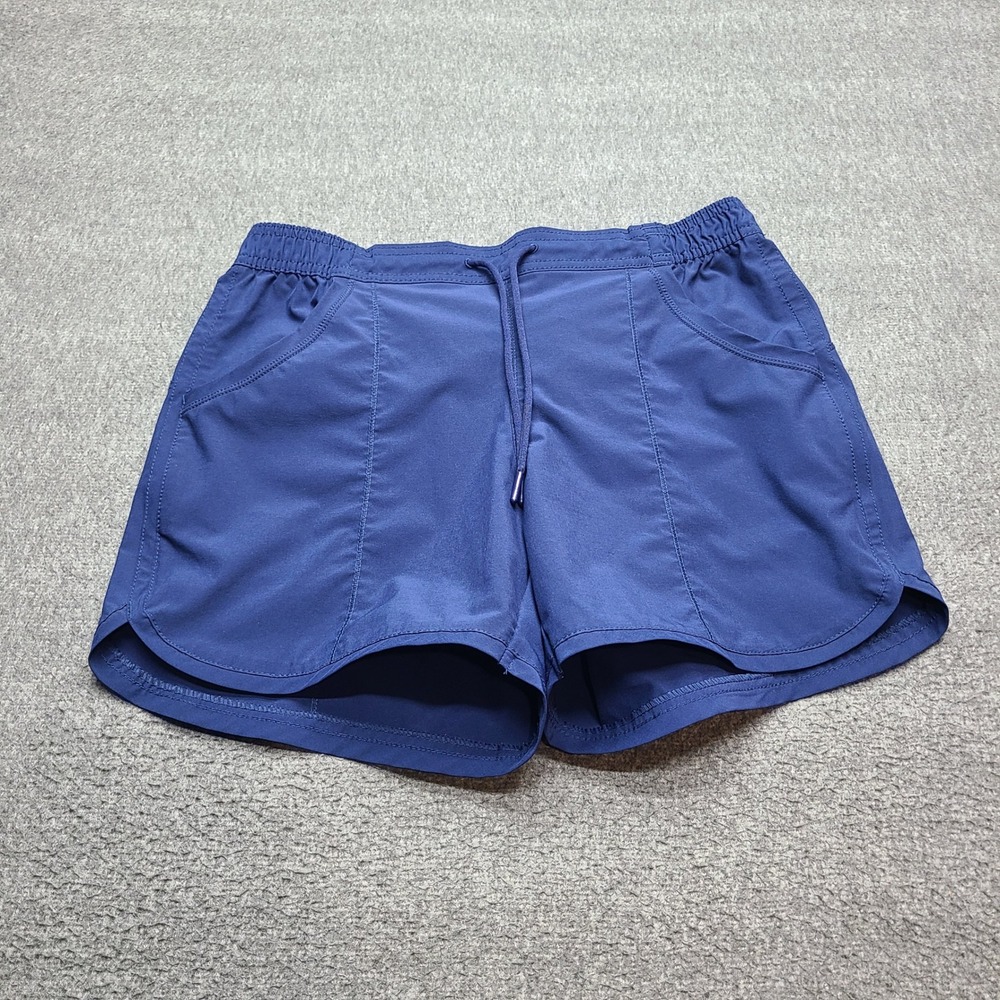 Lands' End Active Shorts Women 4 Navy Blue Excellent Drawstring Pockets Hiking